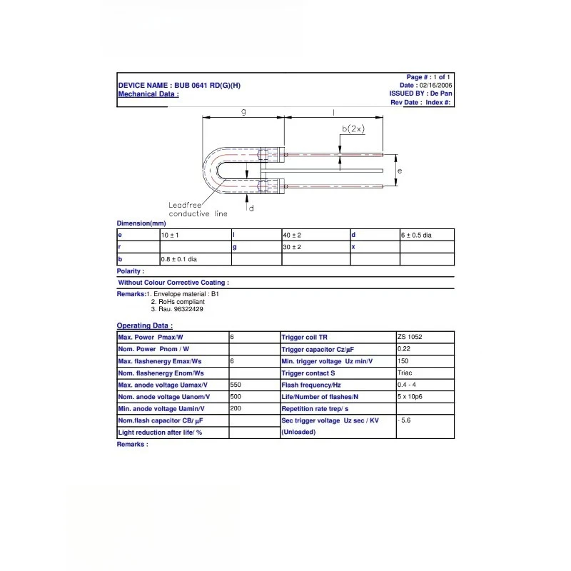 Xenon pulse strobe lamp, HM-6U30, power 6WS, special for stroboscope.