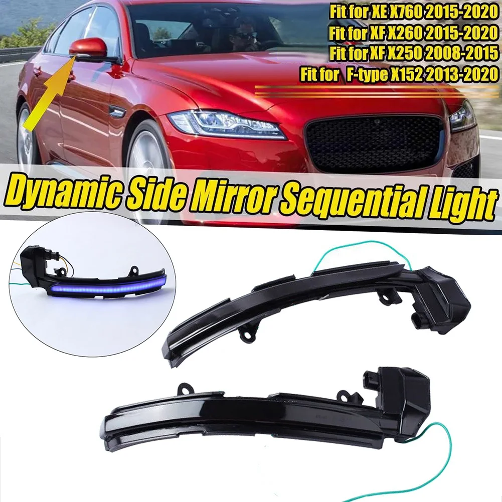 Car LED Dynamic Side Rearview Mirror Light Turn Signal Indicator for Jaguar XE XF XJ F-TYPE XK XKR I-PACE Blue+Yellow