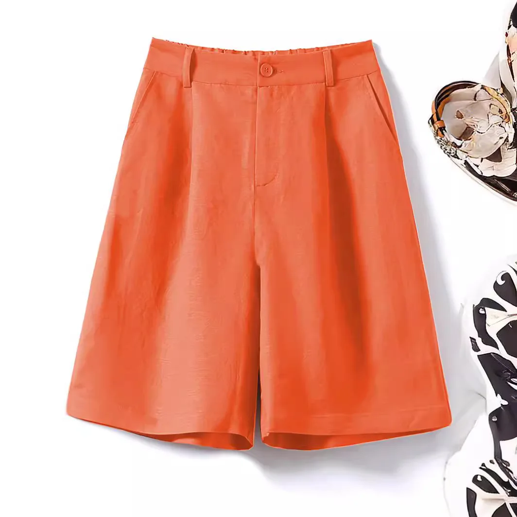 Cotton Linen Artistic Shorts For Women In Summer 2023, Loose Thin Fit, High Waisted Wide Leg Pants, Versatile And Slimming,