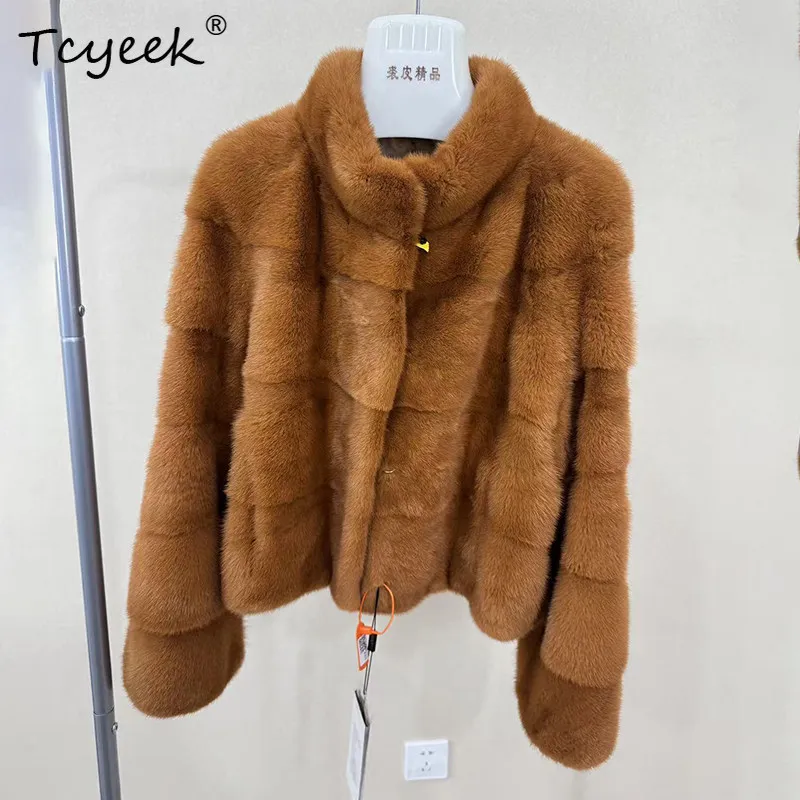 

Tcyeek Natural Whole Mink Fur Coat Women Clothing Winter Womens Coat Warm Luxury Female Mink New in Coats Short Пальто Женское