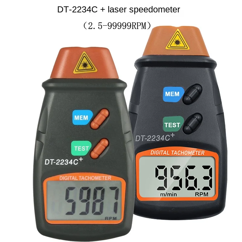 Imagem -03 - Tacômetro Laser Digital Portátil Medidor de Rpm Motor sem Contato Medidor de Velocidade de Torno Revolução Rotação Dt2234c Testador de Velocidade