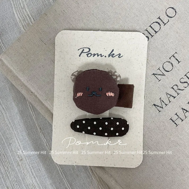

Handmade Fabric Hair Clips Korean Autumn Set Mocha Bear Barrettes Baby Hair Grips for Girls Fringe Styling