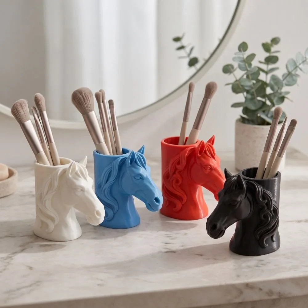 Artistic Ornament Multifunctional Horse-Shaped Pen Holder Vase 3D Printed Storage Box Sculpture Ornaments Desktop Organizer Home