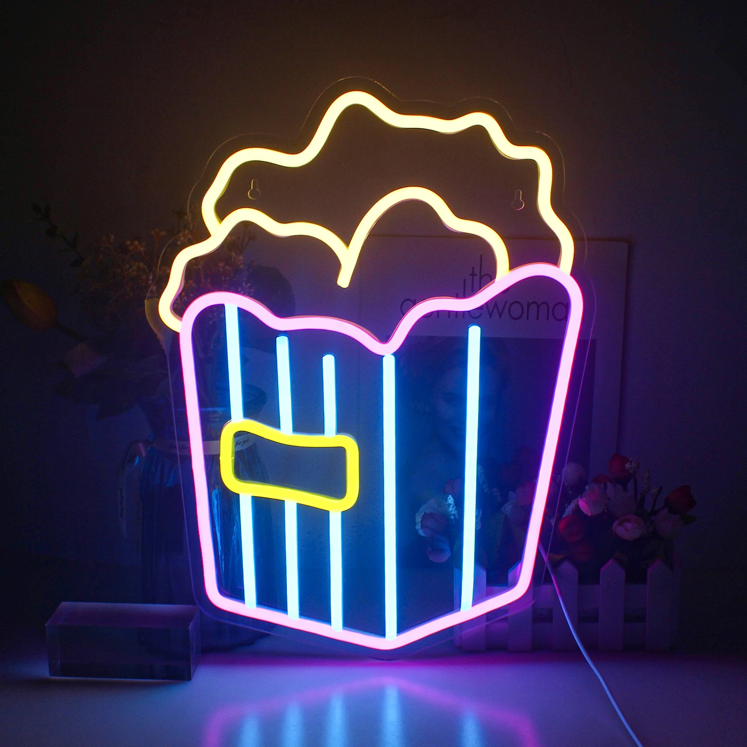 

Popcorn Neon Signs For Room Wall Deroc 5/12V USB Power For Restaurant Art Derocation Gaming Club Party Neon Light