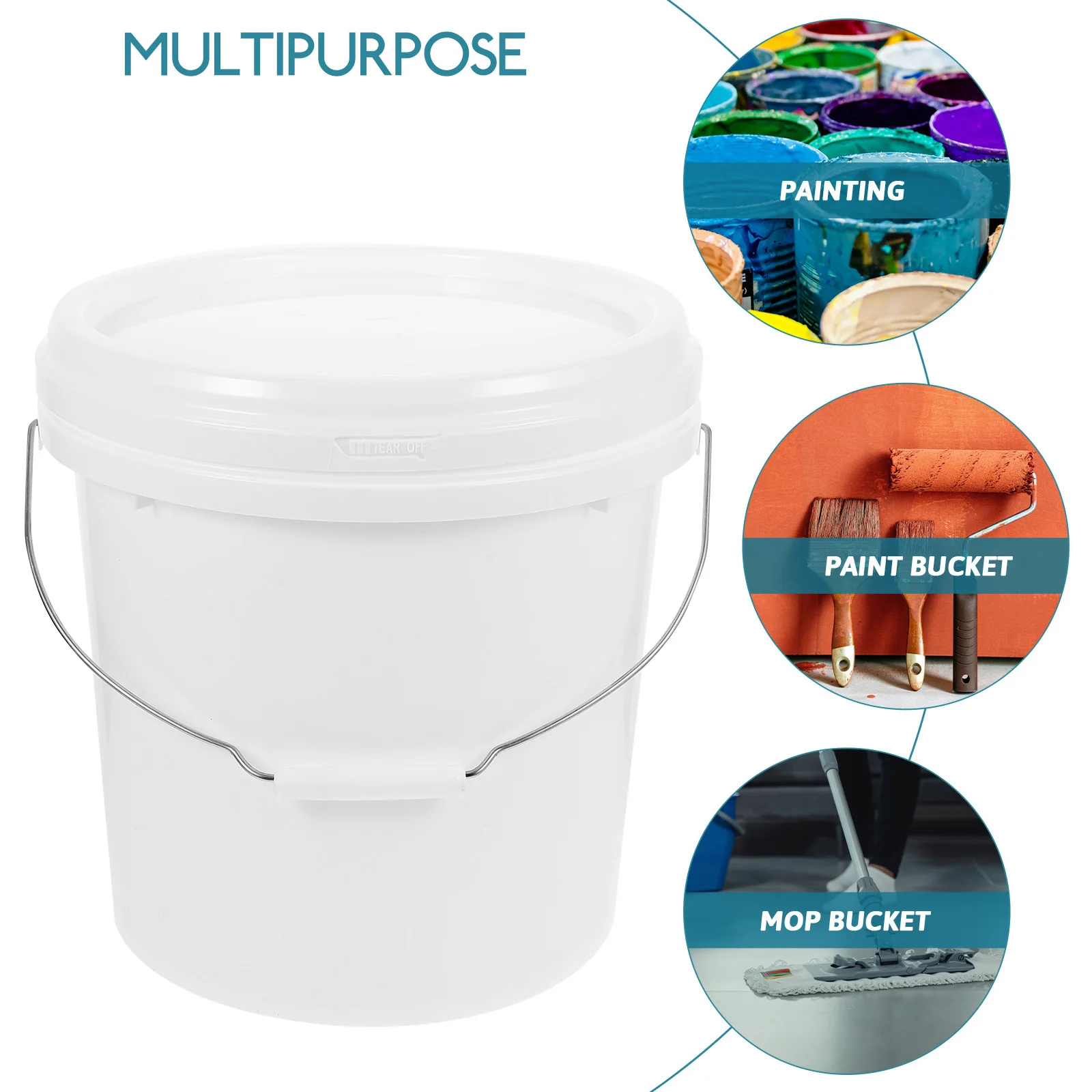 

2.2 Gallon With Lid Empty Storage Airtight Handle Strong Durable Large Capacity Multi-Functional Lightweight Portable Easy Carry