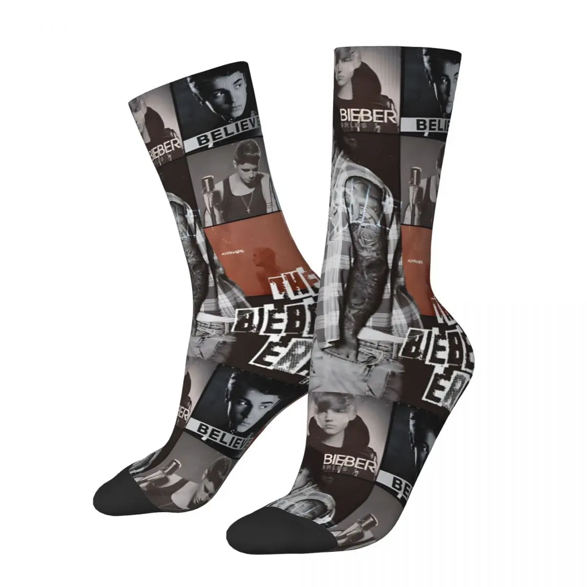 Jusstinbiieber Tribute Men's Socks Retro Harajuku Justin Bieber Street Style Novelty Casual Crew Sock