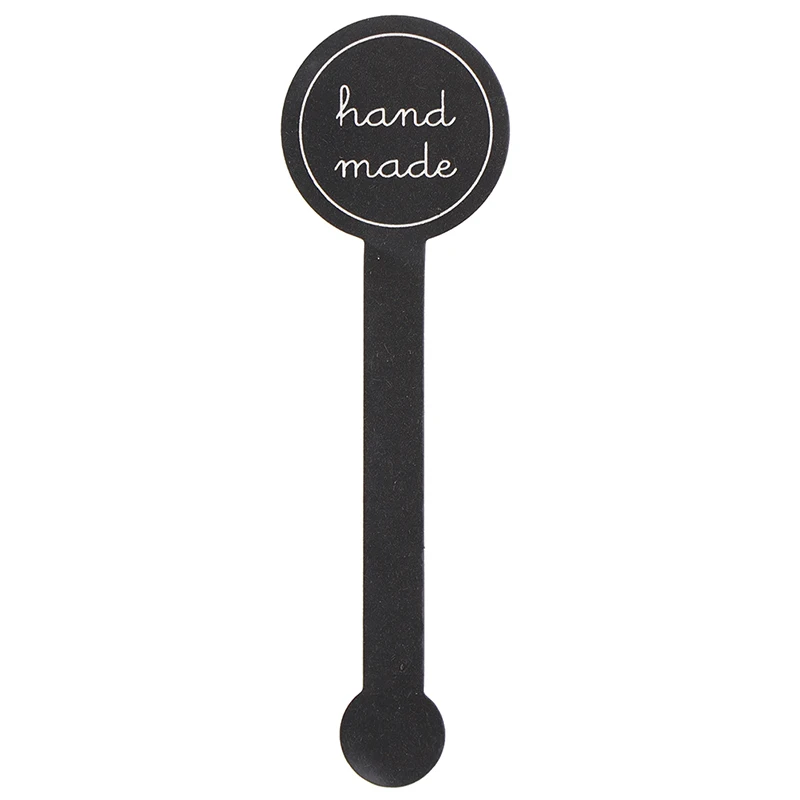 100Pcs Handmade Packaging Sealing Sticker Labels Long Style Black Handmade Cake Packaging Sealing Label Kraft Sticker Baking