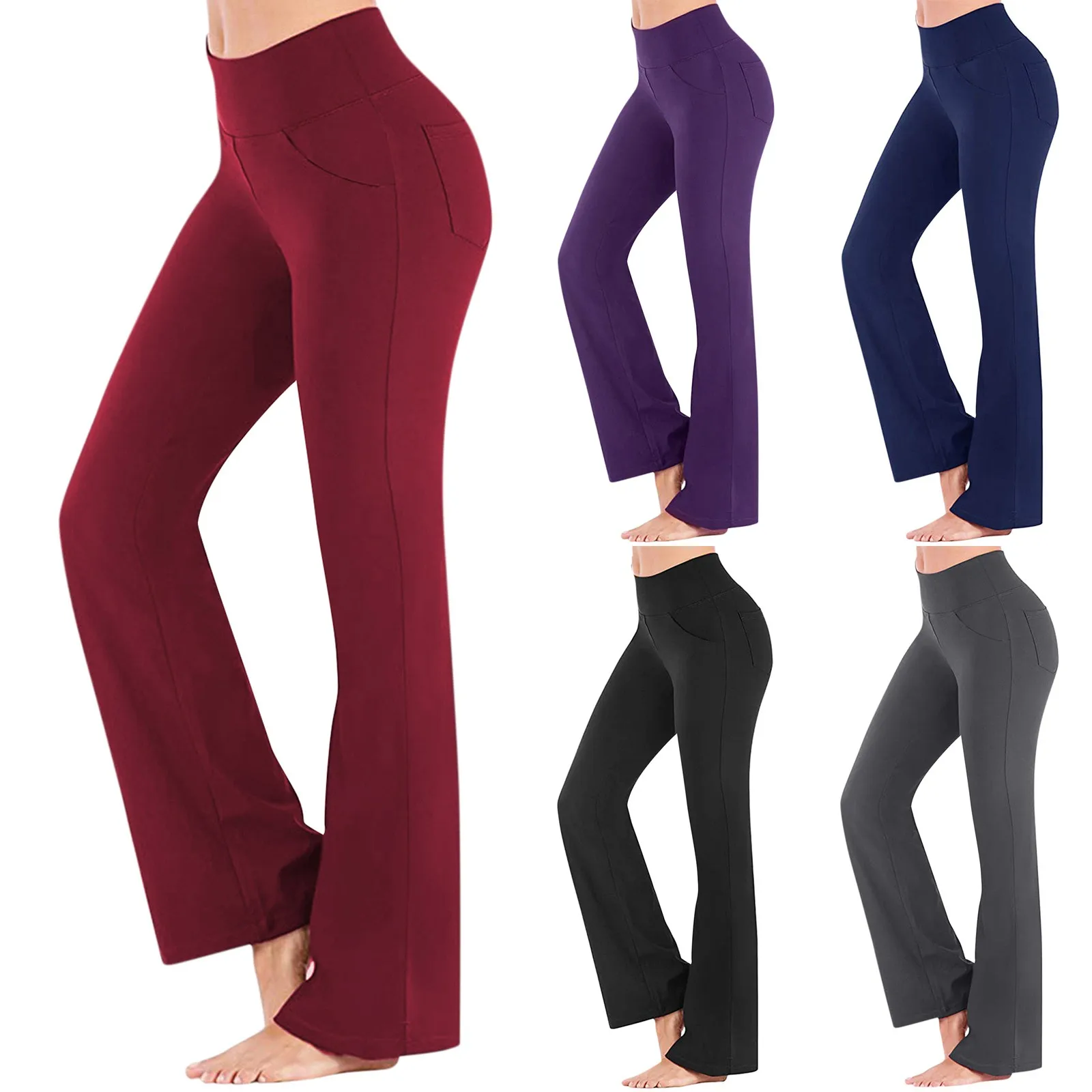 Women'S Wide Leg Yoga Pants High Waist Comfortable Dance Sports Pants Wide Slastic Pocket Vetement Femme CalçAs Femininas