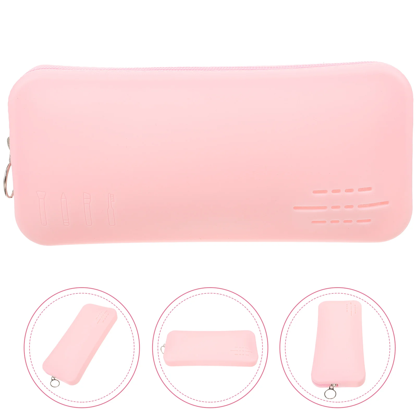 

Silicone Makeup Case Silicone Brush Portable Zipper Bag Light Pink Travel Beauty Storage Pouch Compact Tool Bag