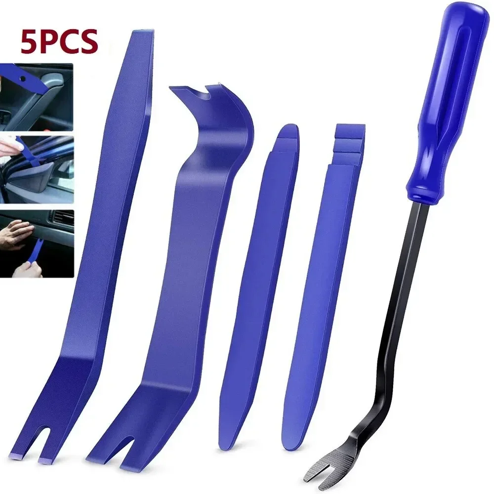 5pc/set Portable Auto Door Clip Panel Radio Trim Removal Tool Kits Door Pry Repair Clip Trim Dash Removal Installer Hand Tool