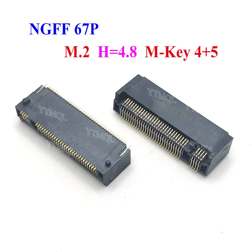 5PCS M.2 Connector 67P M KEY NGFF interface socket SSD socket H=2.3/3.2/4.2/4.8/5.3/6.7/8.5 M.2 SSD Slot NGFF Socket Hot New