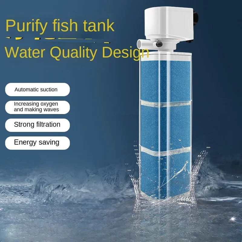 Fish Tank Filter Water Purification Circulation Three In One Built-in Small Aquarium Filtration System Oxygen Pump Silent