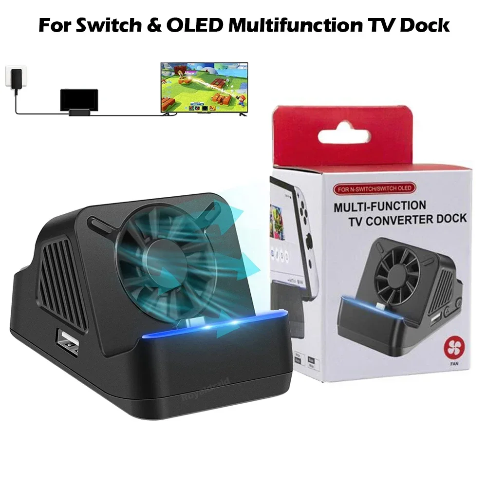 For Switch Portable Multifunction TV Projector Charging Dock For Switch OLED Console With Cooling Fan USB 3.0 Port