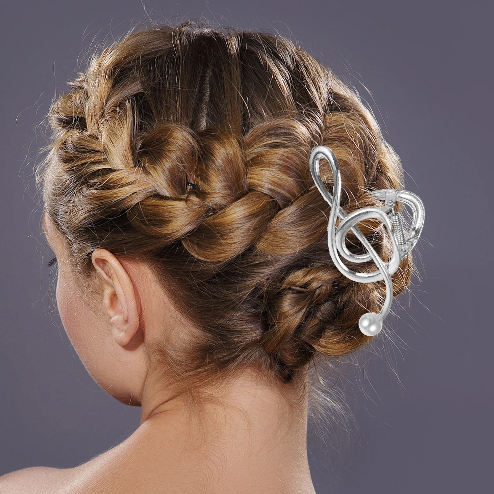 Clip per note di perle Clip per capelli da donna con temperamento semplice in metallo grande squalo (oro) per artigli spessi e sottili Miss