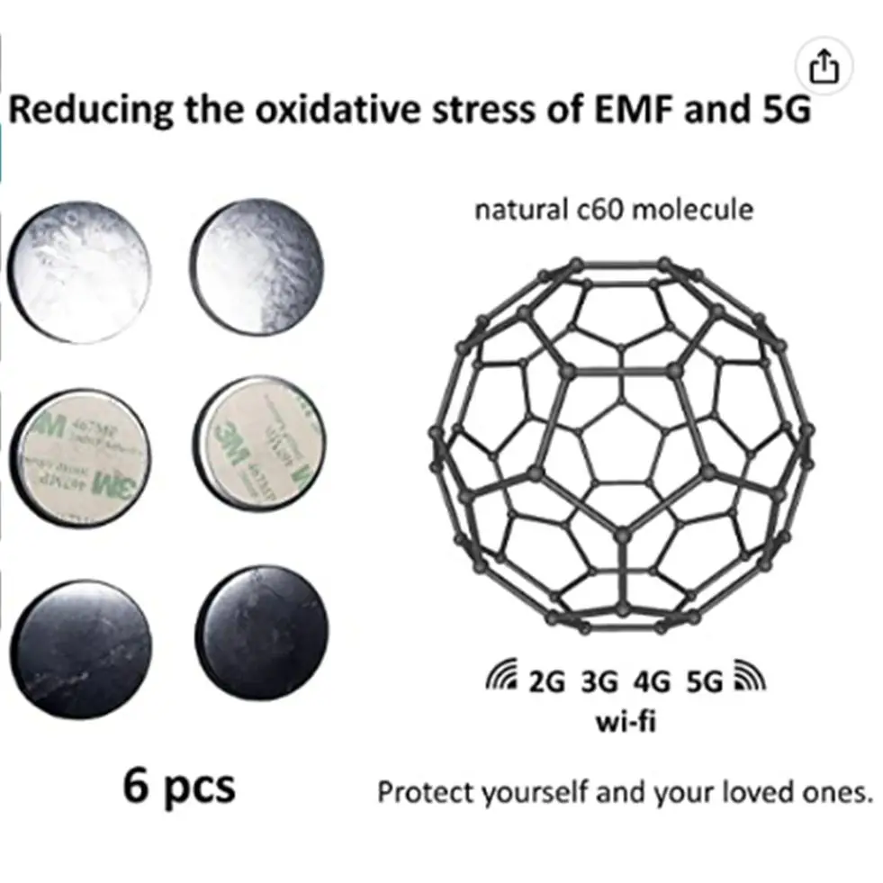 Shungite 휴대폰 플레이트 천연 원수정 방사선 방지 스티커, EMF EMR EMP TV 5G 방사선 차단기