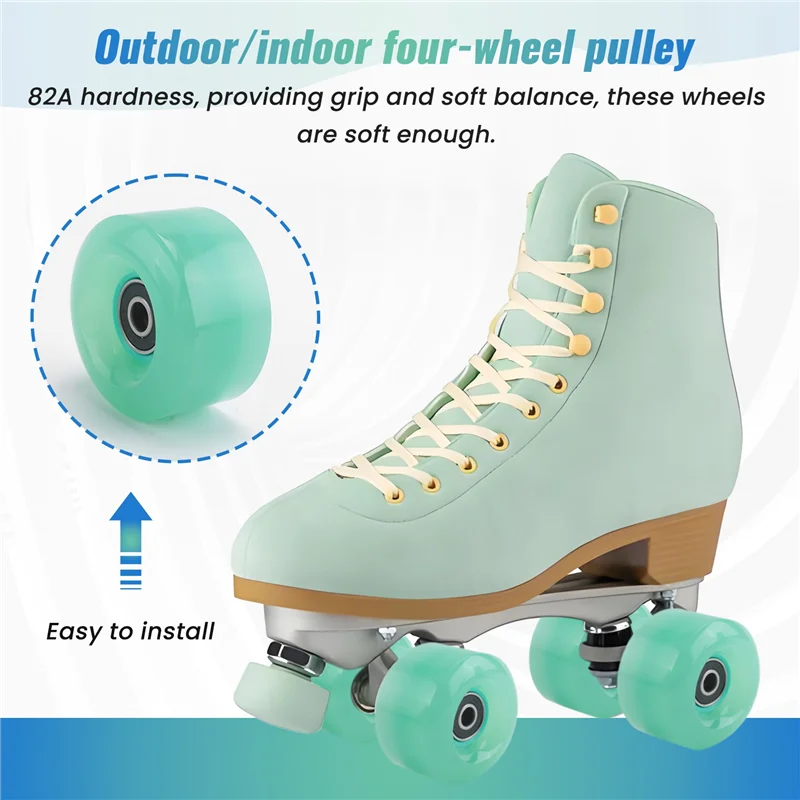 

TURE 8Pcs 58Mmx32mm,82A Outdoor/Indoor Quad Roller Skate Wheels,PU Wheels Replacements Double-Row Roller Skating Accessories