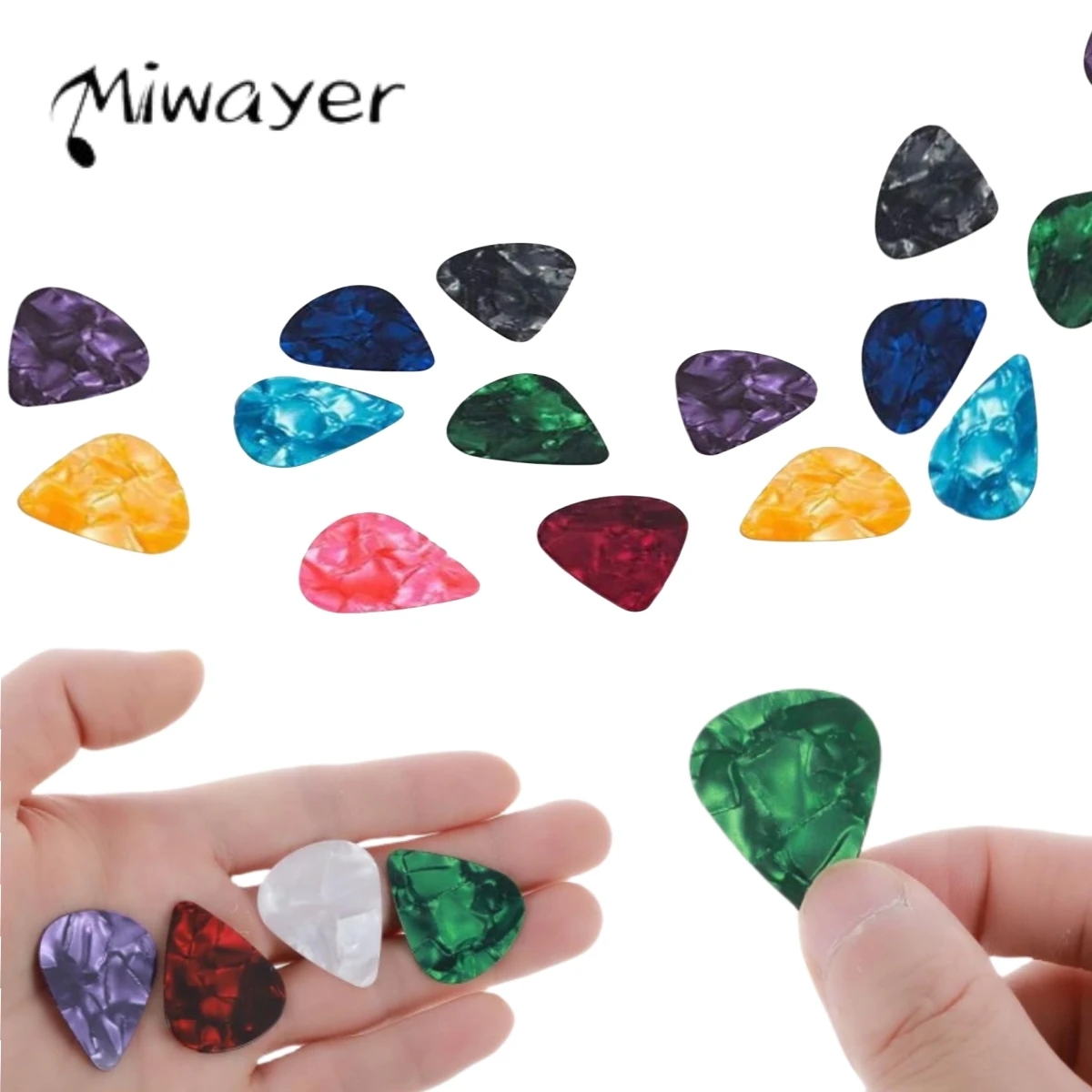 Miwayer 10 PCS  Guitar Pick Different Thickness Colorful Celluloid Guitar Picks Plectrums, 0.46mm, 0.71mm(Color Random)