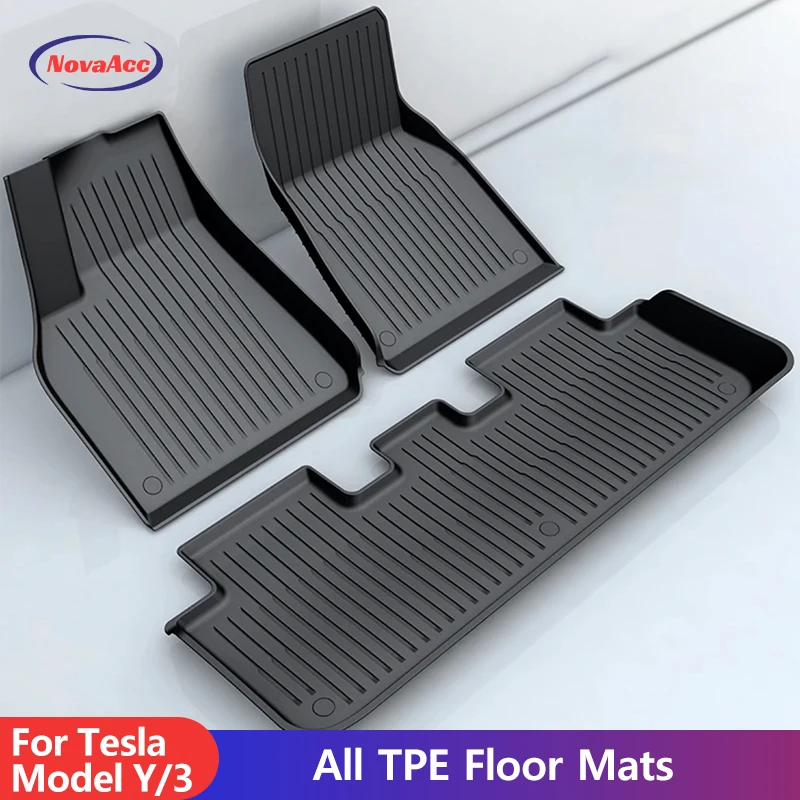 For Tesla Model 3 Y Double Layer Removable TPE Floor Mats Trunk Mat Left Right Driving Waterproof Floor Liners Car Accessories