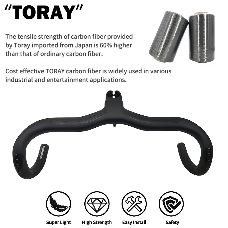 Creston IC SL Carbon Cockpit Fully Internal Cable Road Bicycle Handlebar Di2 Matte Black Integrated Carbon Handlebar