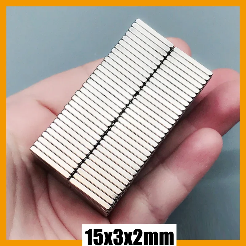 15x3x2mm 5/10/20/50/100/200/500pcs N35 Strong Neodymium Block Square Magnets Rare Earth 15*3*2 Magnet for Craft Diy Tool Fridge