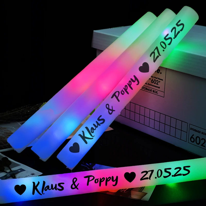 30/40/60/100/120Pcs RGB LED Glow Foam Stick Bulk Colorful LED Glow Sticks  Cheer Tube Dark Light Birthday Wedding Party Supplies