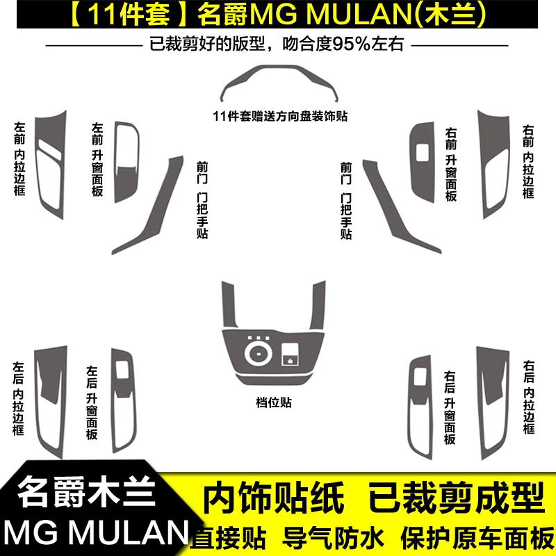 

For MG MULAN Car Carbon Fiber Center Console Interior Modification Decorative Film Sticker Car Accessories