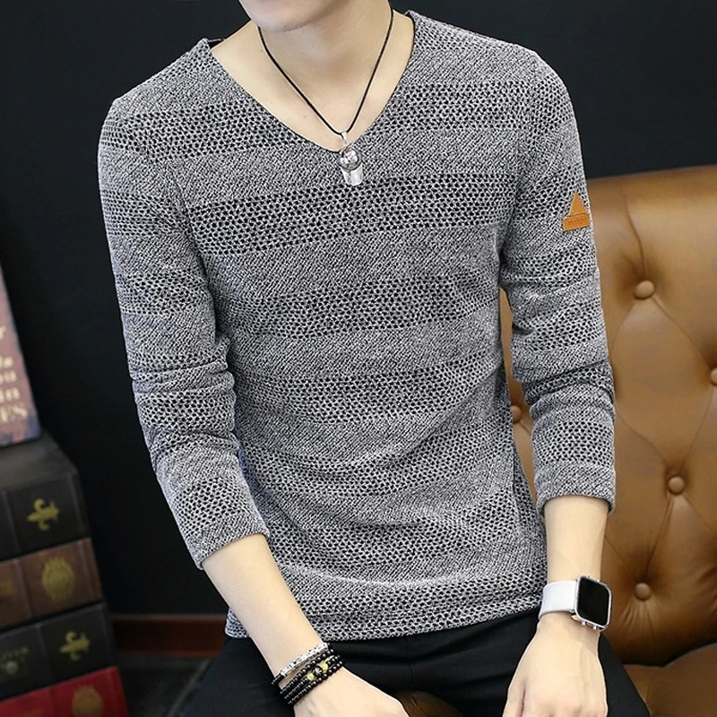 Knit Sweater Male No Hoodie Men\'s Clothing Red Pullovers Icon V Neck Sale Classic Street Elegant Pull Oversize Korean Fashion A