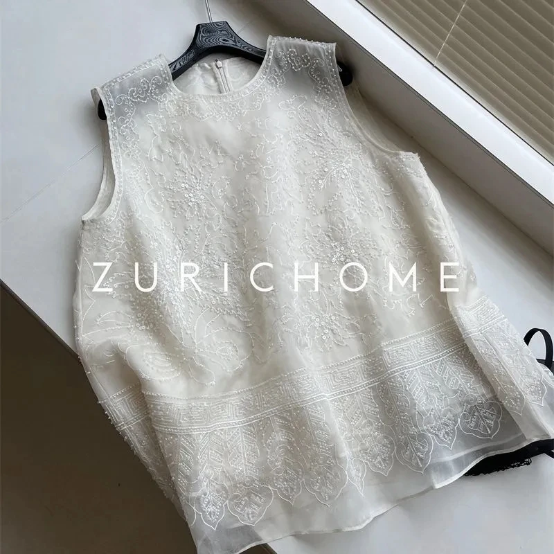 

Fashion Spring and Summer Round Collar Sleeveless Waistcoat Loose embroidery Vest Coat Joker Women Cardigan Jacket Women Vest