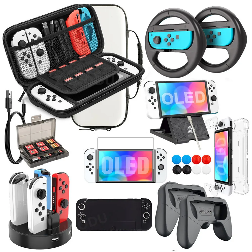 

Nintend Switch OLED Accessories Storage Bag Pouch Crystal Clear Case Kit for Ns Oled Game Console Protection & Screen Protector