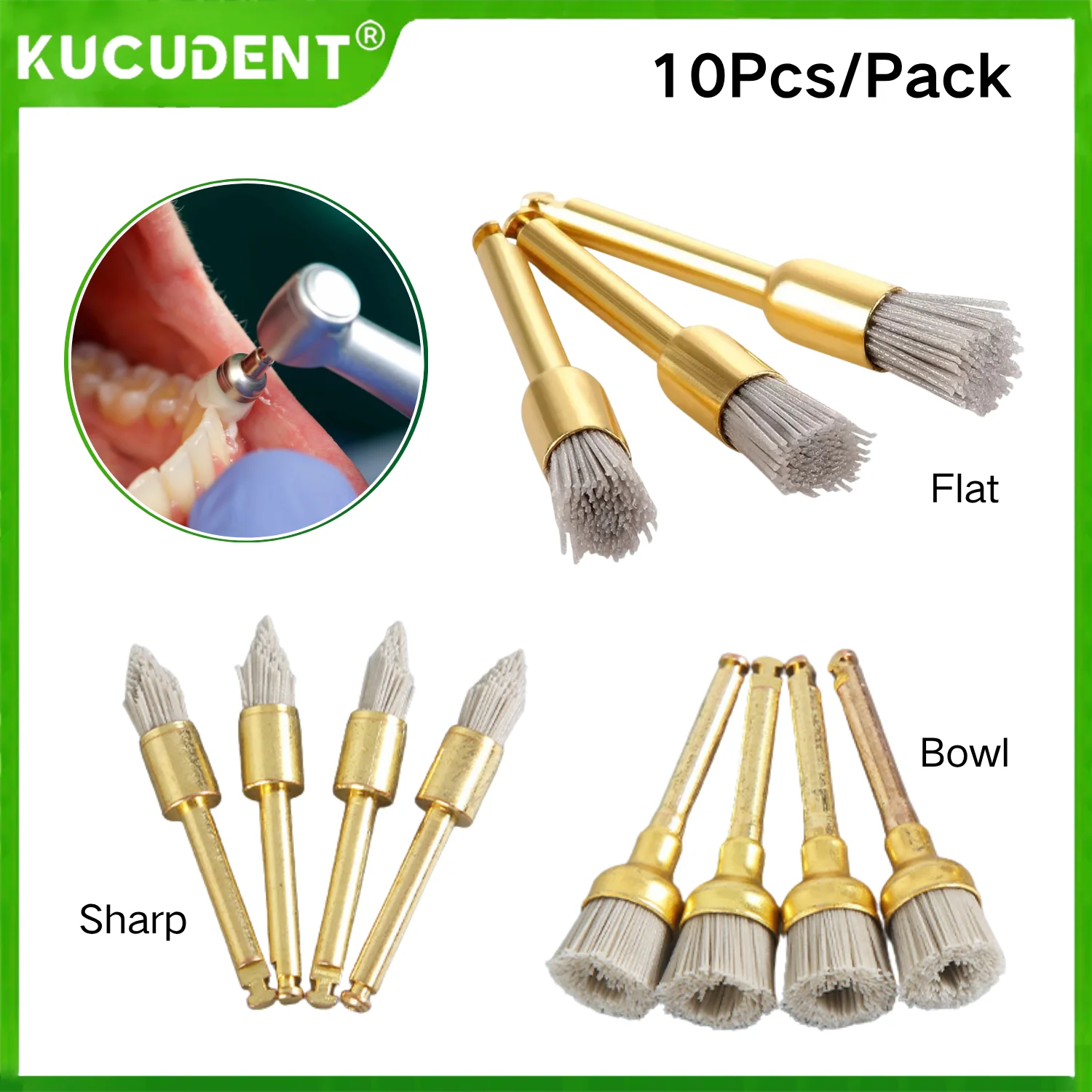 

10pcs RA Shank Dental Polishing Brush Drill Wheel - 10mm Dia, Cotton Felt/Goat Wool/Alumina Material, For Contra Angle Handpiece