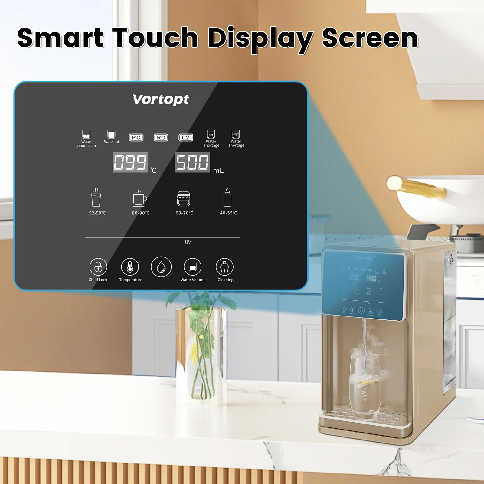 موزع مياه تنفيذي 7 لتر RO لغرفة الاجتماعات المكتبية، موزع تحكم أوتوماتيكي بالكامل في درجة الحرارة، تركيب سريع