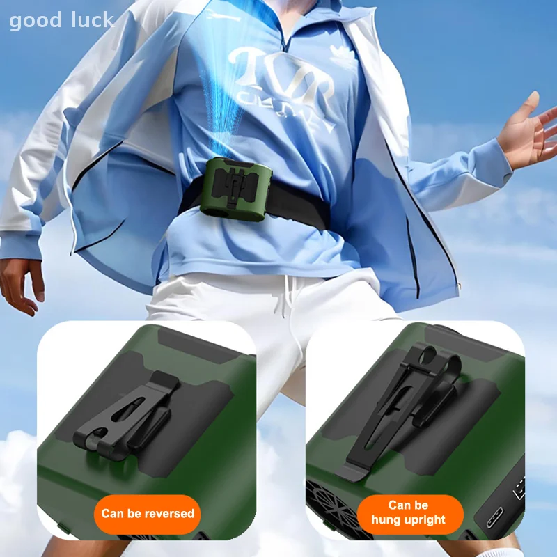 Ventilador de cintura portátil, ventilador recargable para acampar al aire libre de larga duración y alta potencia con batería de 10000/20000mAh