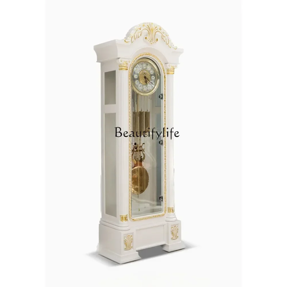 German Hermle the Grandfather Clock Living Room Villa Clock French Pendulum Clock Luxury Gold White