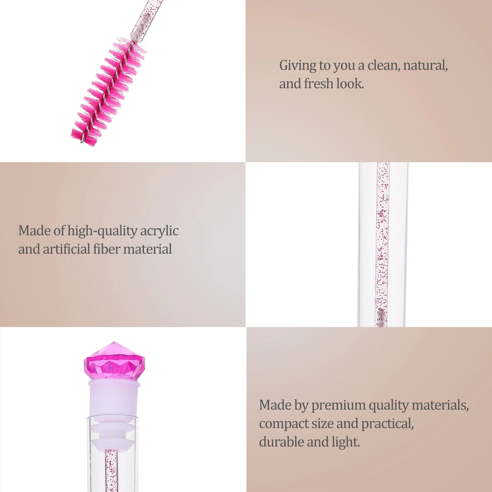 Brosse à mascara en diamant, tube à cils, baguettes de maquillage, peigne à sourcils, applicateur, 8 pièces