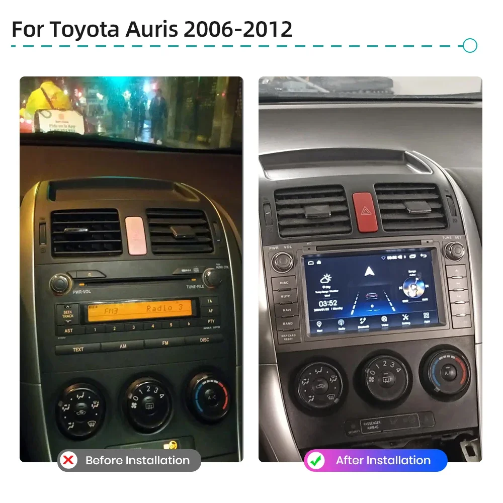 Android 13,0 Radio estéreo para coche para Toyota Auris Corolla 2006-2012 CarPlay WiFi 4G Bluetooth navegación GPS reproductor Multimedia para coche