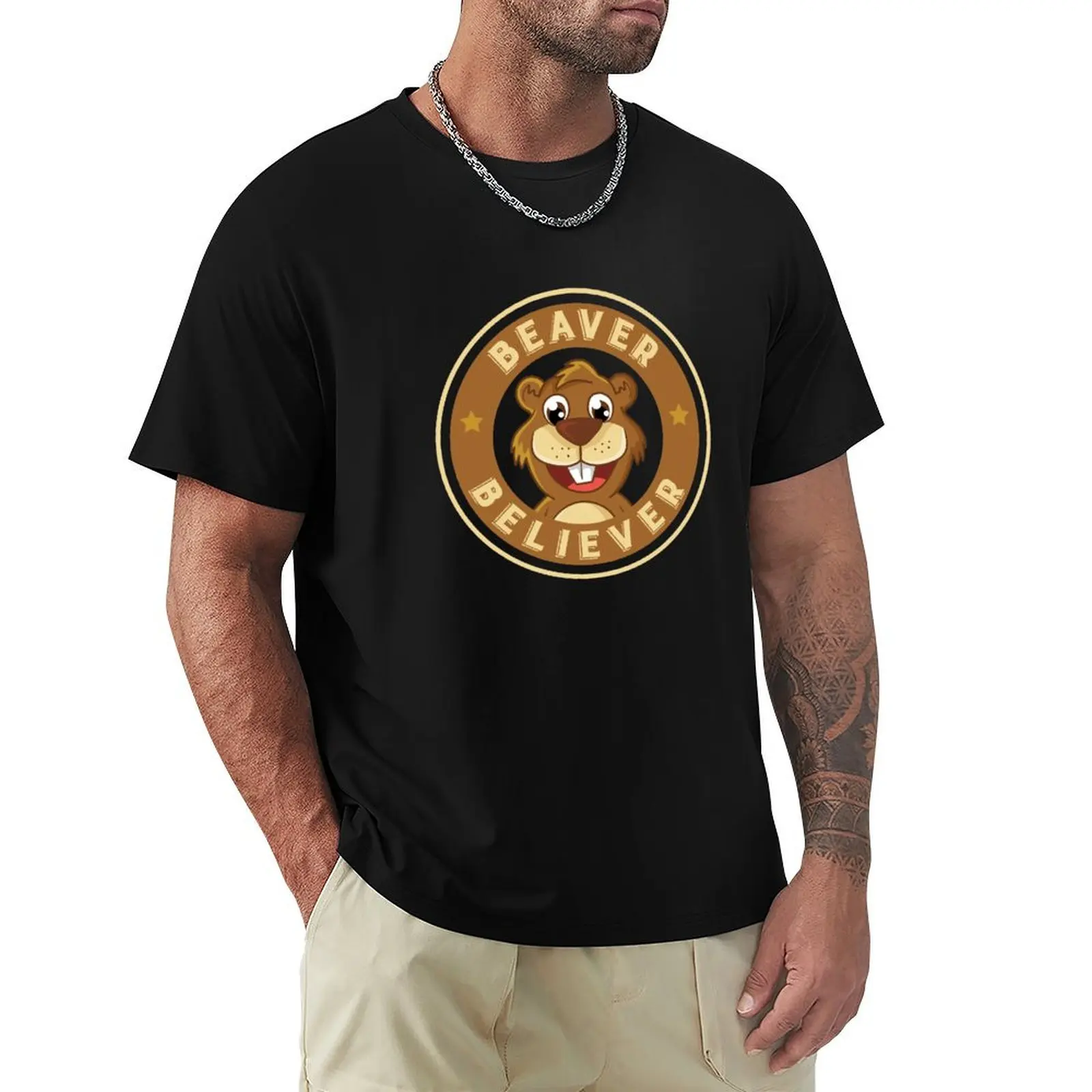 

Beaver belief T-Shirt anime stuff rapper graphic tees blue lock Men's cotton t-shirt