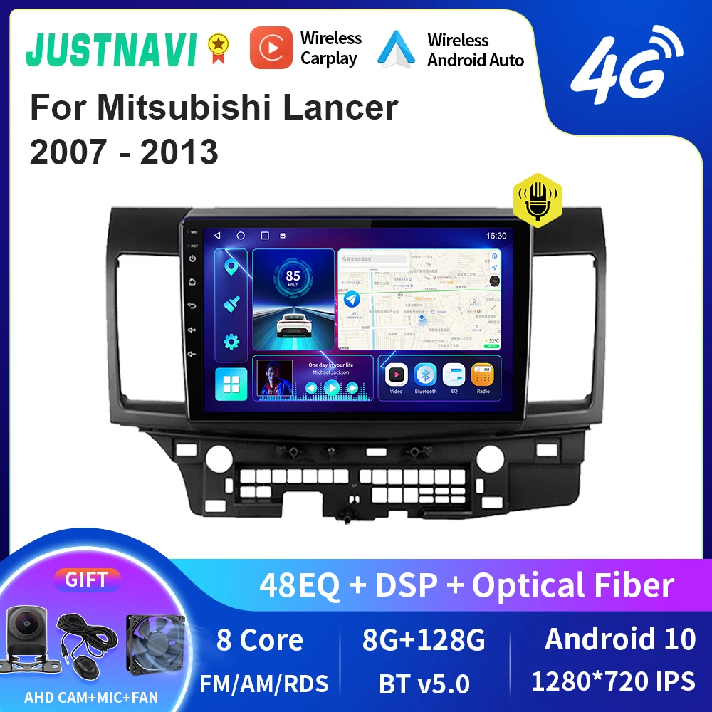 

JUSTNAVI QT10 Android Auto Radio For Mitsubishi Lancer 10 CY 2007 - 2017 CarPlay Car Multimedia Player Navigation GPS 2 Din DVD