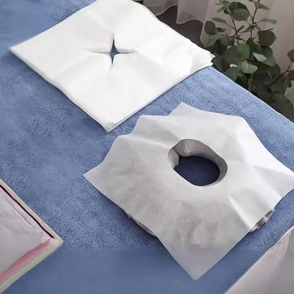 100PCS Disposable Massage Table Hole Towel Beauty Essentials Makeup Tool Massage Table Face Pads Non-woven Fabric Thicken