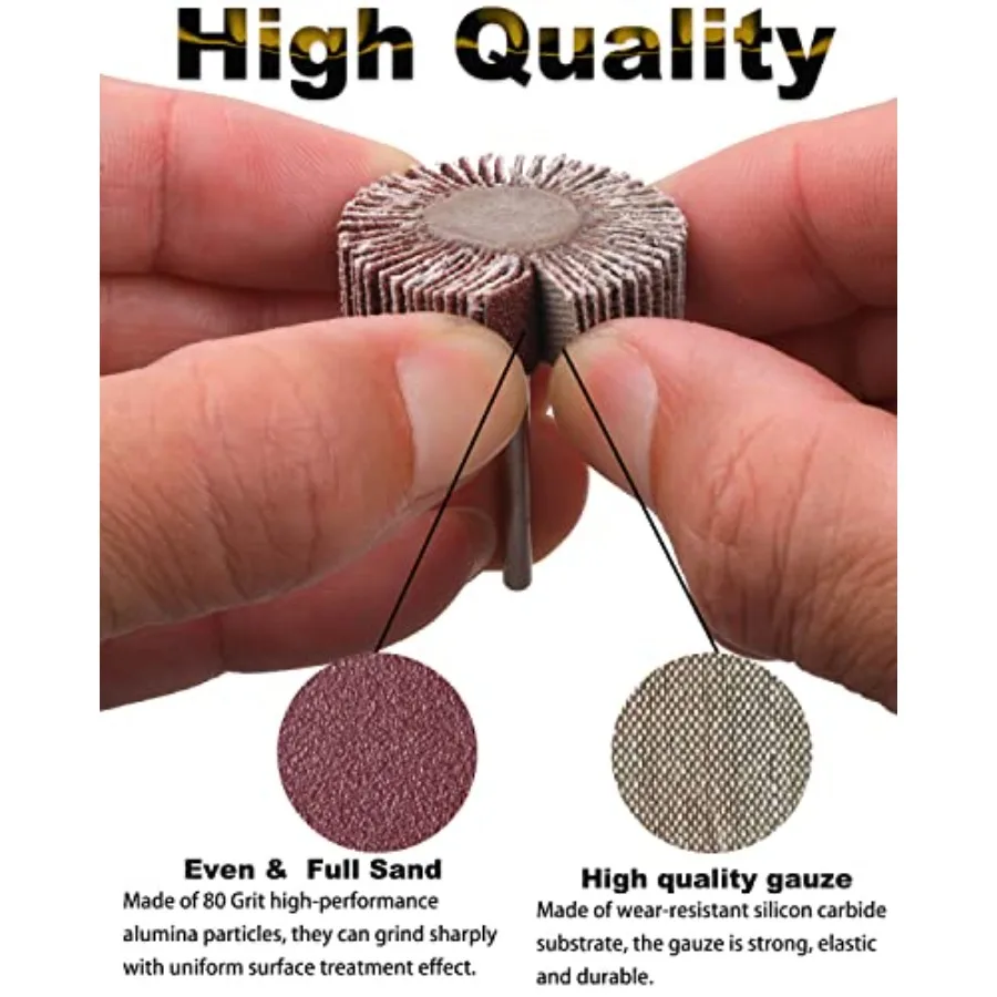 10 Pack Flap Wheel, 120 Grit for Rotary Tools 1/8 inch Shank 32X10X3