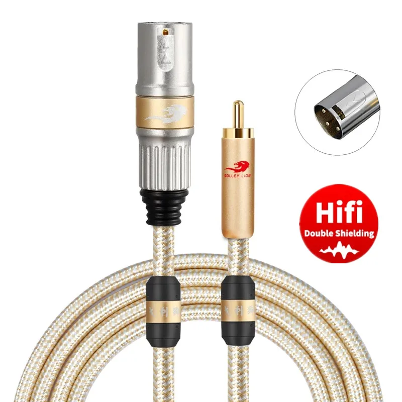 Hifi RCA to XLR Male Unbalanced Audio Interconnect Cable for Mixer Consoles AV Receiver Amplifier XLR 3-Pin to RCA Speaker Cords