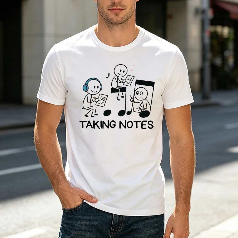 Notizen machen, Musik, lustiger Charakter, Männer, Unisex-T-Shirt, Humor, Musiknotation, Grafik-T-Shirt, Sommer-Streetwear-Kleidung