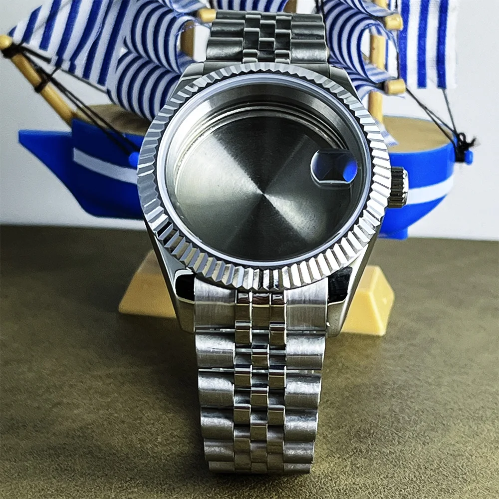 36mm, 39mm polished case bracelet Sapphire glass date window folding clasp parts nh35 nh36 movement 28.5mm dial stainless steel