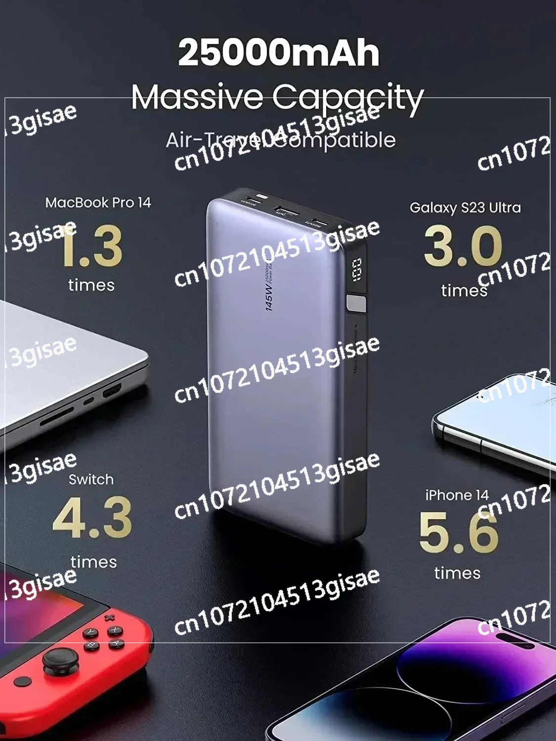 Portable Charger USB C 3-Port PD3.0 Battery Pack Digital Display 65W Fast Recharge UGREEN 145W/100w Power Bank 25000/20000mAh