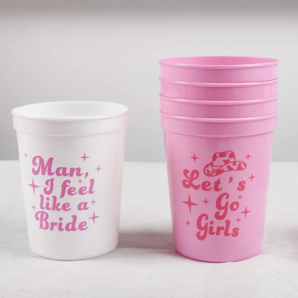 5Pcs Western Cowgirl Let’s Go Girls Reusable Cups for Bachelorette Party Birthday Bridal Shower Team Wedding Party Decoration