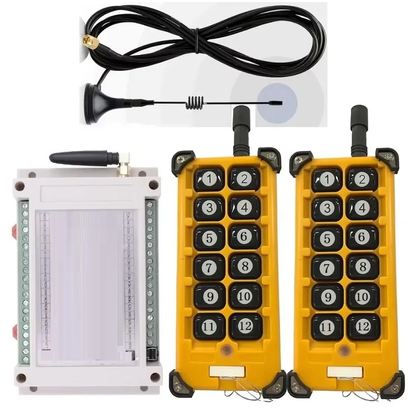 Sucker Antenna 3000m AC110 220V 12CH Radio Controller R F Wireless Remote Control Overhead Travelling Crane System Digital Keys