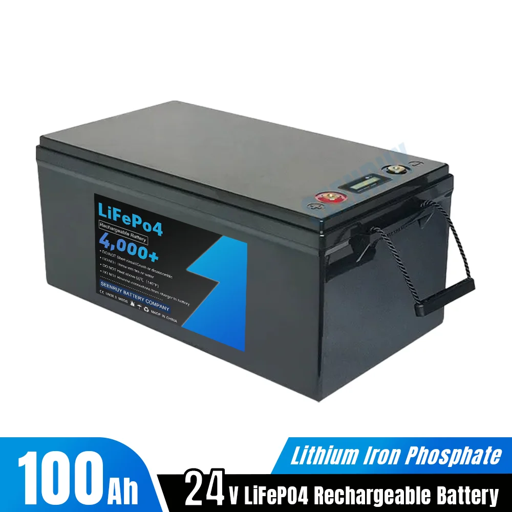 24V 100Ah Lifepo4 Rechargeable Battery Pack Lithium Iron Phosphate Built-in BMS For Solar Power System RV Golf Cart Camping