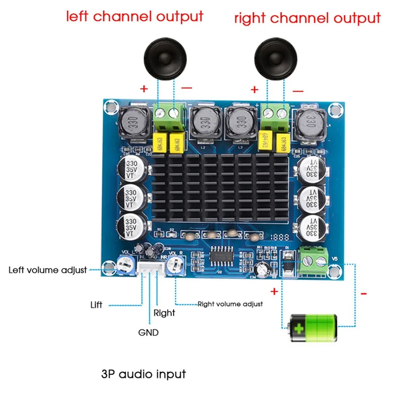 PHILE-DC 12V 24V 2X120w Digital Audio Power Amplifier Board Dual Channel Stereo High Power For Speaker
