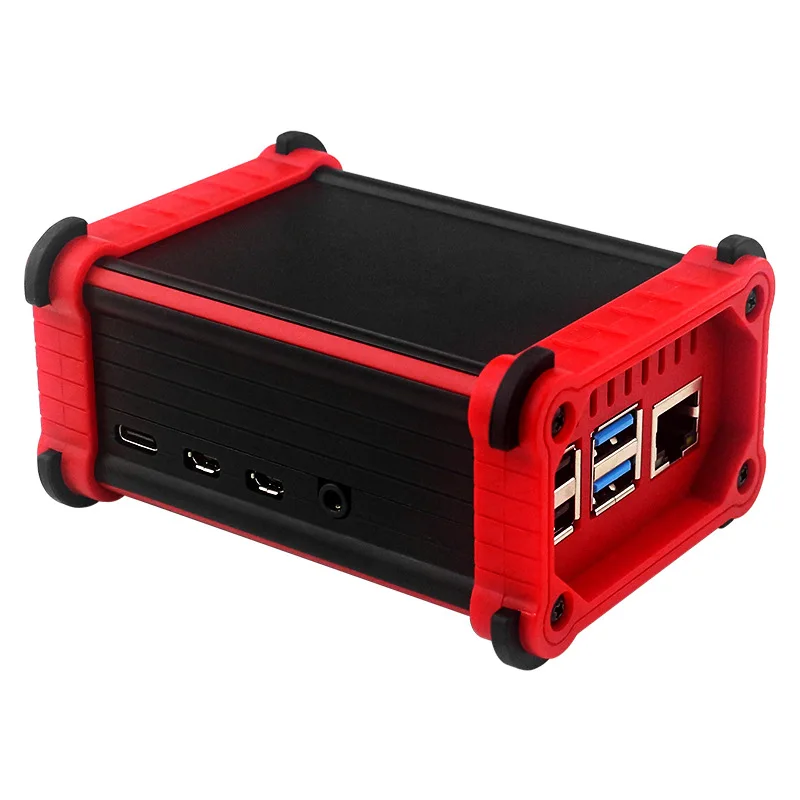 

Корпус из алюминиевого сплава для Raspberry Pi 4B с охлаждающим вентилятором, противоударный прочный металлический защитный корпус