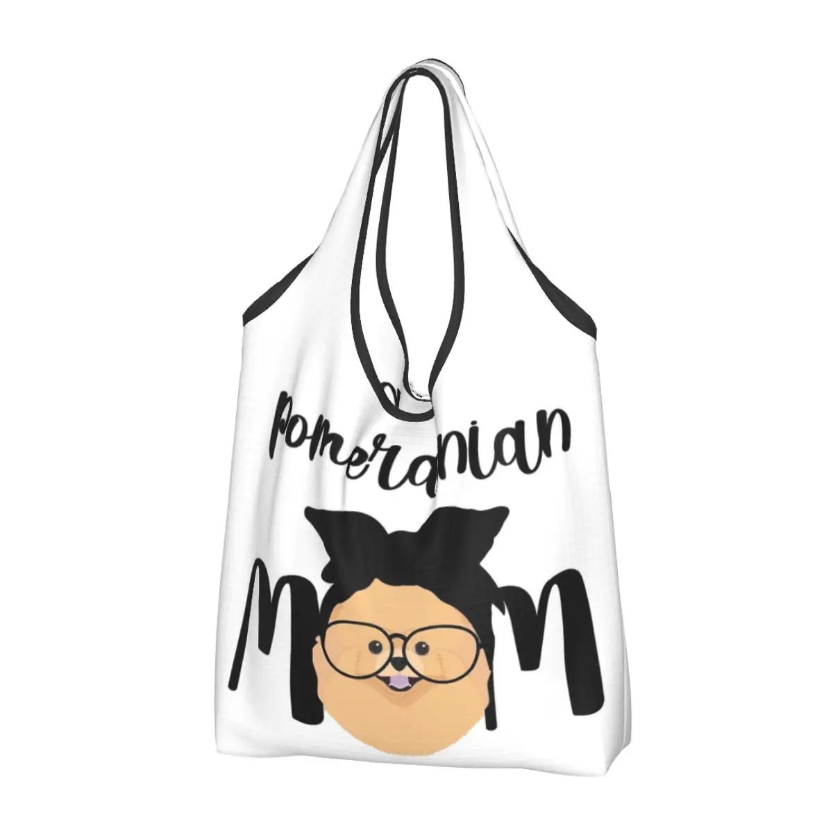 Pomeranian Mom Cute Cartoon Pomeranian Mama Portable Tote Shopping Bags big Capacity Shopper Bag Groceries Handbag Shoulder Bag