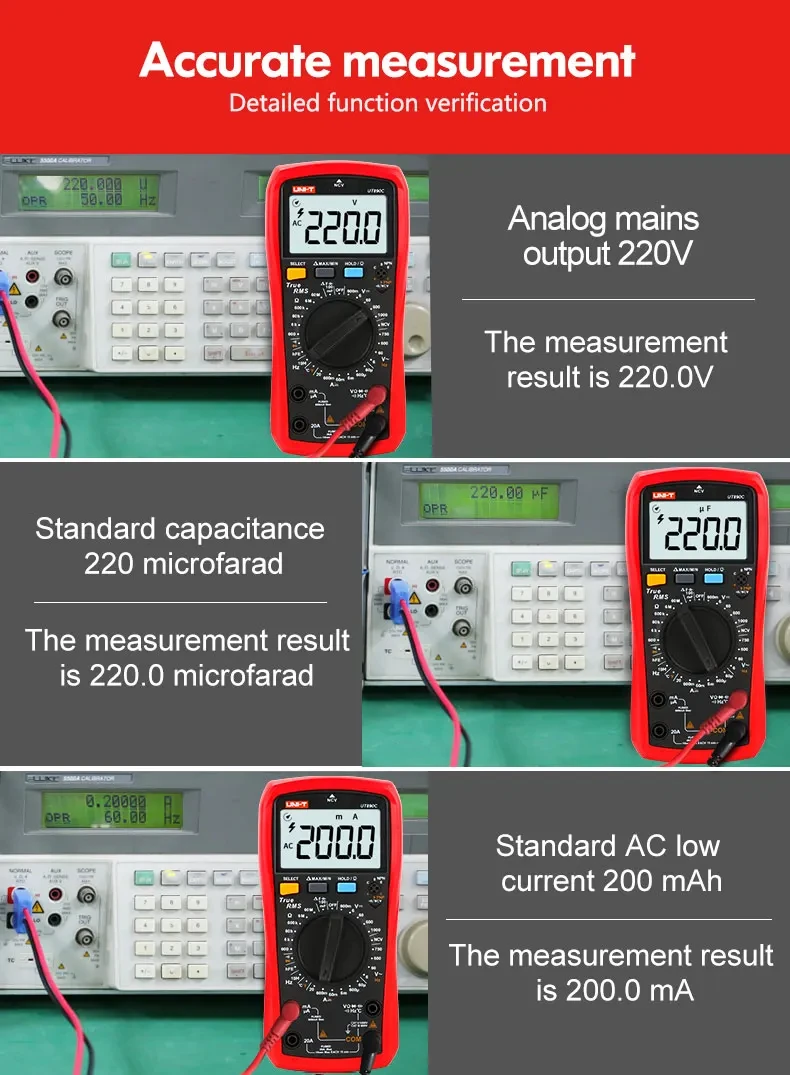 Imagem -06 - Uni-t-multímetro Digital Profissional Ut890c Ut890d Plus ac dc Amperímetro Frequência Resistência Capacitância Multi Meter